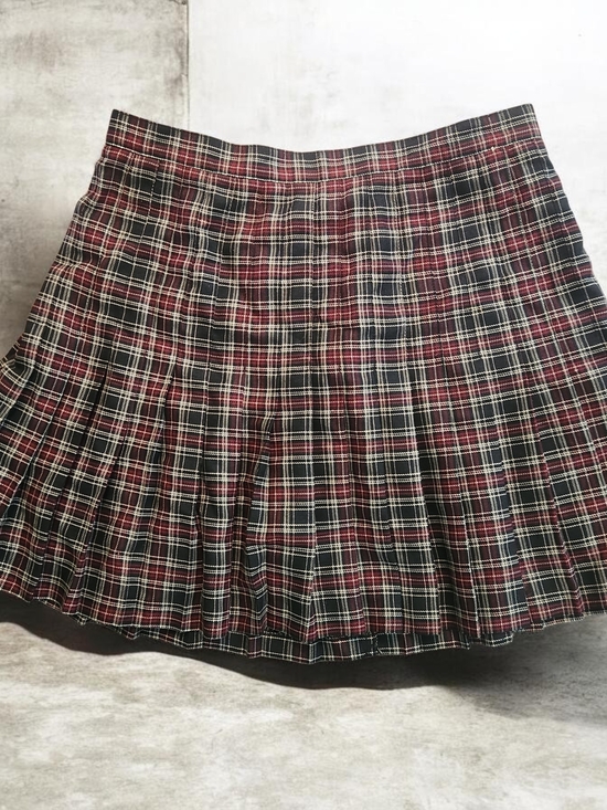 Dresses & Skirts - Plaid Pleated Mini Skirt - Red Black